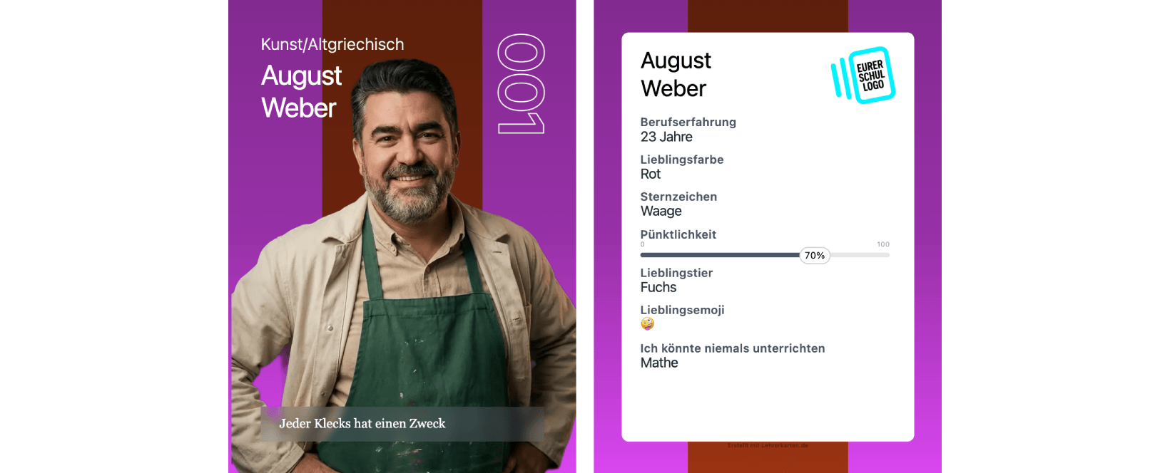Steckbrief Beispiel August Weber Front & Back