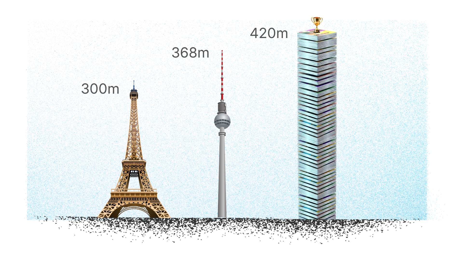 Ein illustrierter Turm von Lehrerkarten